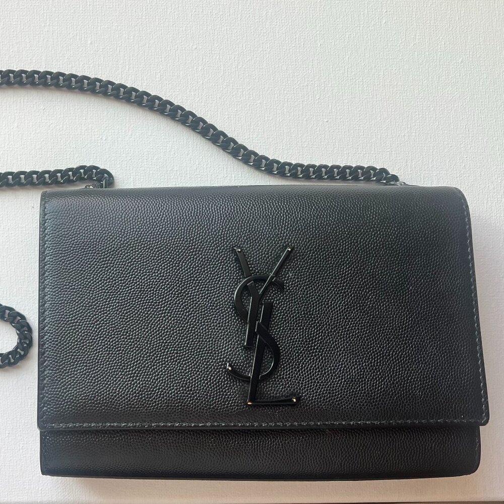 YSL Saint Laurent - kate small in grain de poudre embossed leather black bag